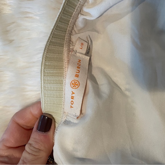 Tory Burch Cream and Black Textured Pencil Skirt Large Knit elastic waist - Picture 3 of 6